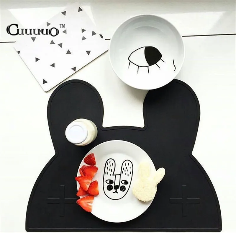 New Utensil Mats Heat Resistent Silicone Rabbit Bear Shaped Placemat For Kid Baby Tableware Mat BPA