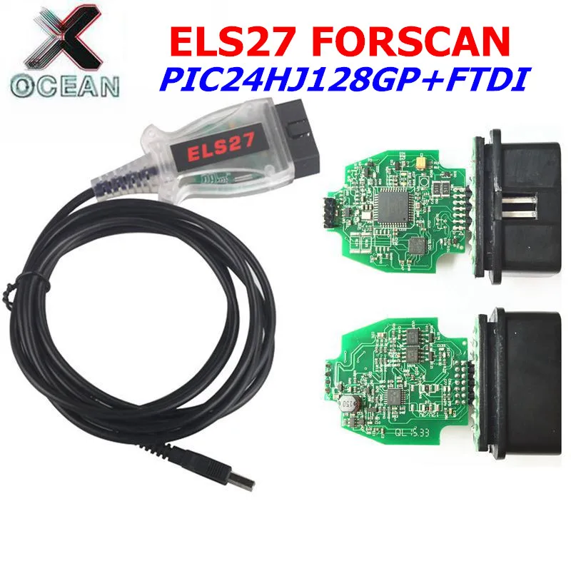 

ELS27 FORScan PIC24HJ128GP+FTDI Microchip For Ford for mazda for Mercury Designed Work Over ELM327&J2534 ELS27 V2.3.8 for Lincol