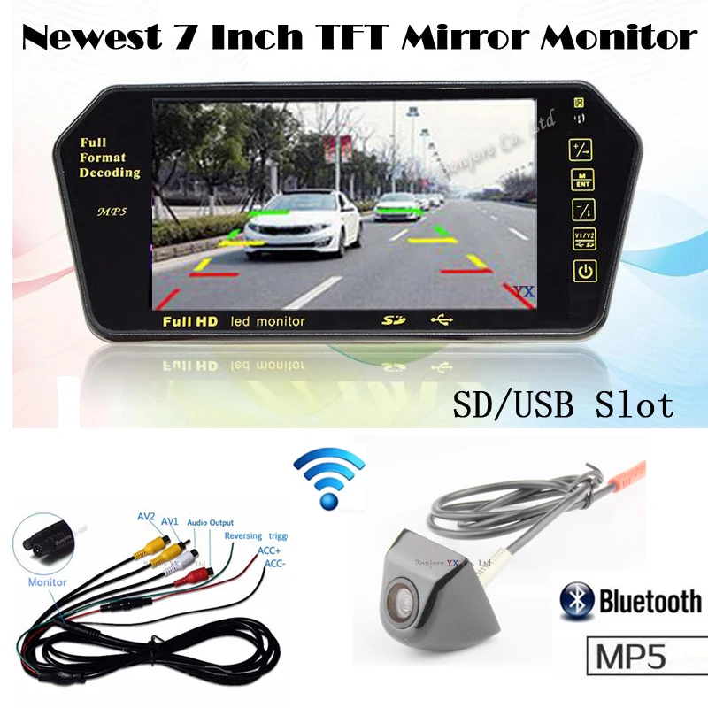 

KOORINWOO Wireless Adopt 7 Inch Car Monitor 1024*600 Bluetooth MP5 Video Display with Car Parking camera Reverse Cam Back up