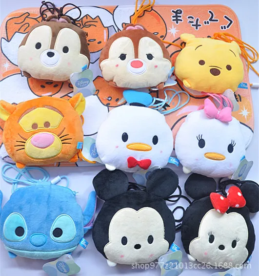 

Disney Mickey mouse children cartoon Plush doll Purse Coin Messenger Shoulder bag Stuffed packet plush Card package kid Coin ba