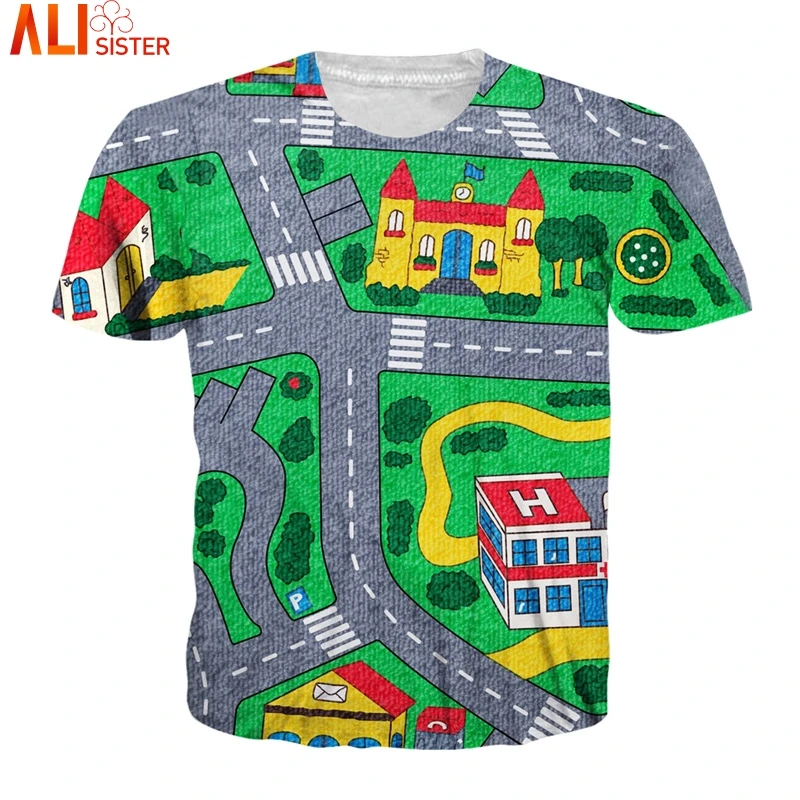 

Alisister Cartoon Map T Shirt 3D Men Women Funny Pullover 2019 Summer Casual Brand Clothing Outwear Tee Tops Dropship