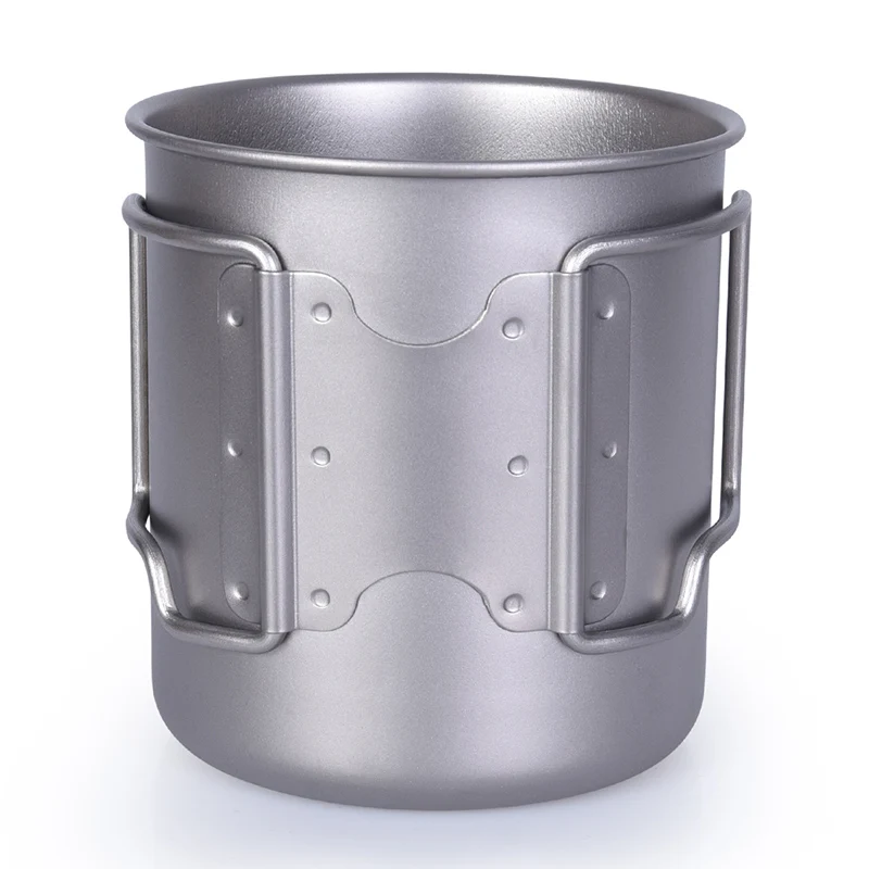 Безграничный Вояж титановая чашка с крышкой и предотвращающая скольжение Складная ручка для походов на открытом воздухе кружка для воды посуда только 86 г 14,3 унций/420 мл