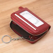 Малый Натуральная кожа женские портмоне Модные фиолетовые молнии деньги ключевые сумки держателей карт изменить Мини кошельки для женщин 5 видов цветов