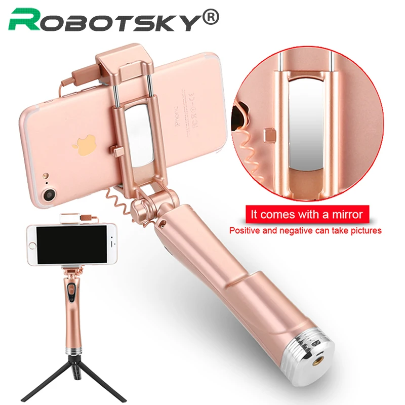 

Bluetooth Selfie Stick for iPhones Android Smart Phones with Rear Mirror,Tripod, and Light Remote Shutter Monopod Fill Light