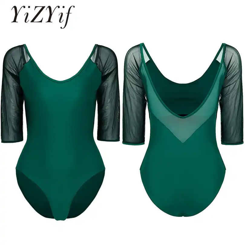 YiZYiF Women Girls Long Sleeve Mock Neck Gymnastics Ballet Dance Dress Leotard Dance Costume