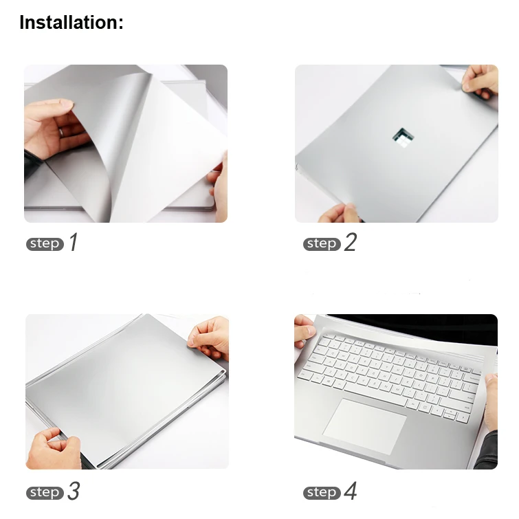 XSKN для новых 1" microsoft Surface Book 2 полное покрытие корпуса защитные наклейки, 4 в 1 3 м Наклейка декоративная пленка серебро