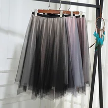 Женские весенние летние юбки черные с высокой талией сетчатые юбки тонкие удобные Универсальные однотонные модные юбки NZYD92A