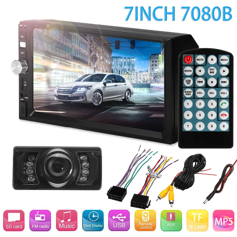 

HD 7Inch Car MP5 player License plate Night Vision camera Kit AVI / MP4 FM Bluetooth Radio for Touch Screen Car rear view Camera