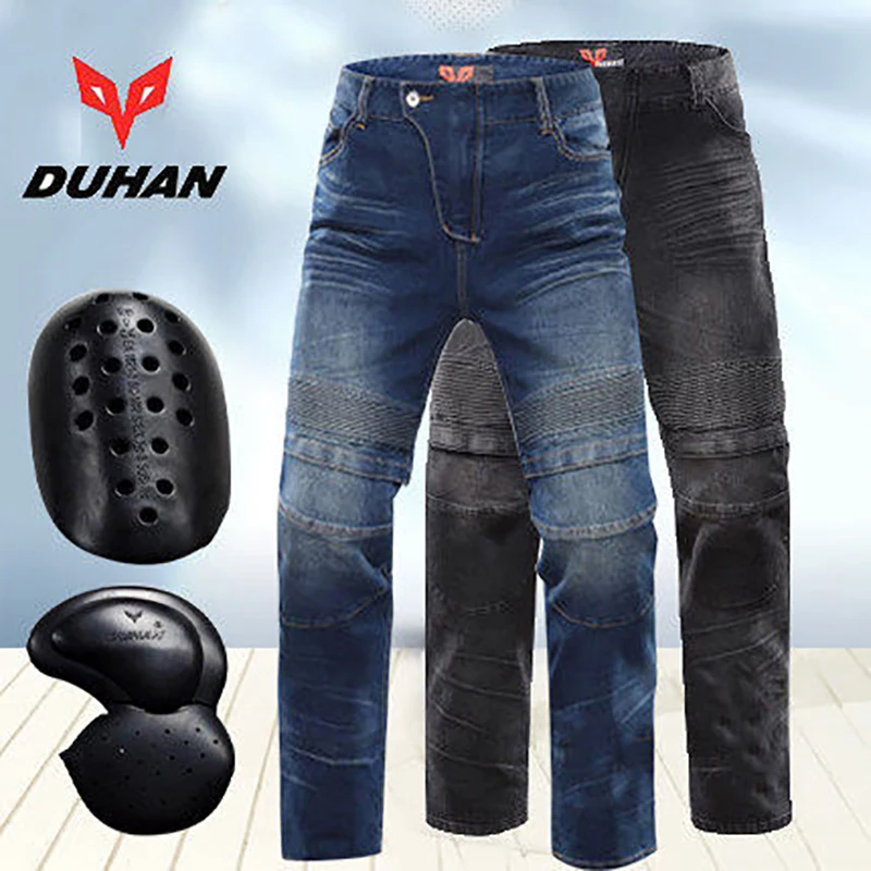 Мотоциклетные джинсы DUHAN, штаны, наколенники, джинсы для мотокросса, защитные штаны, устойчивые к падению, джинсовые мотоциклетные джинсы