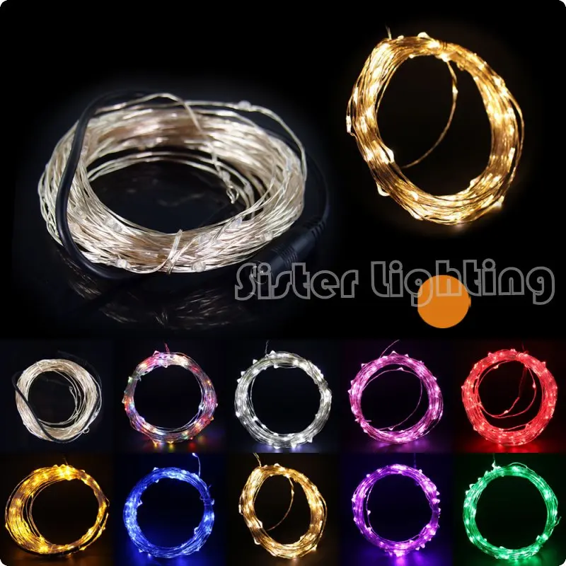 10M DC12V 33Ft 100 Leds Silver / Copper Wire LED String Light Starry Lights Includes DC connector | Лампы и освещение