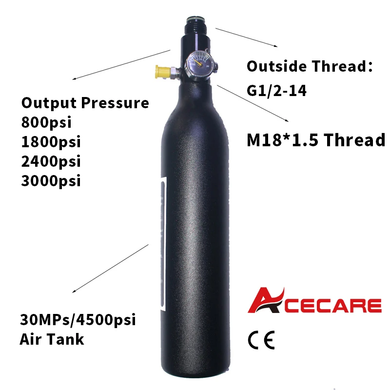 ACECARE Пейнтбол PCP Дайвинг дыхательнай аппарат для плавания под водой Танк цилиндр 4500psi/30MPA 0,2 0,35 0.45L гПа сжатого газа бутылки M18 * 1,5