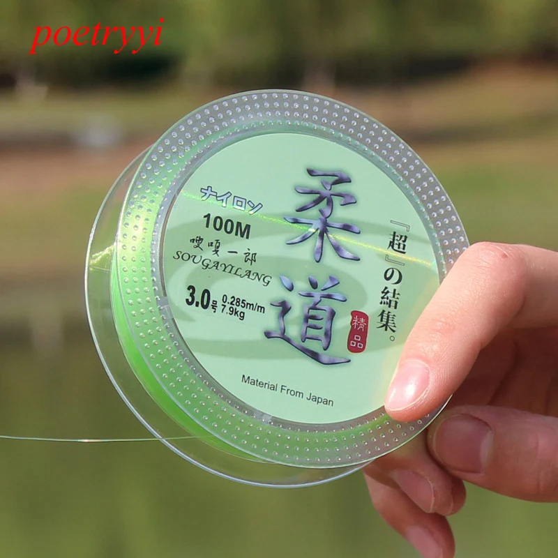 

POETRYYI 100M Fluorocarbon Fishing Line Light green colors Carbon Fiber Leader Line fly fishing line pesca 30