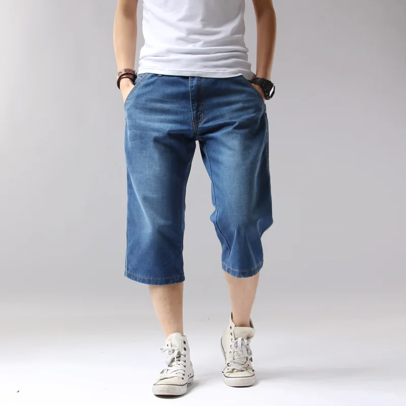 ICPANS Summer Denim Jeans Pánské kraťasy Neformální Jednobarevné Šortky Cargo Knee Délka Krátké Pánské Velké Velikost 38 40 42 44 A3229