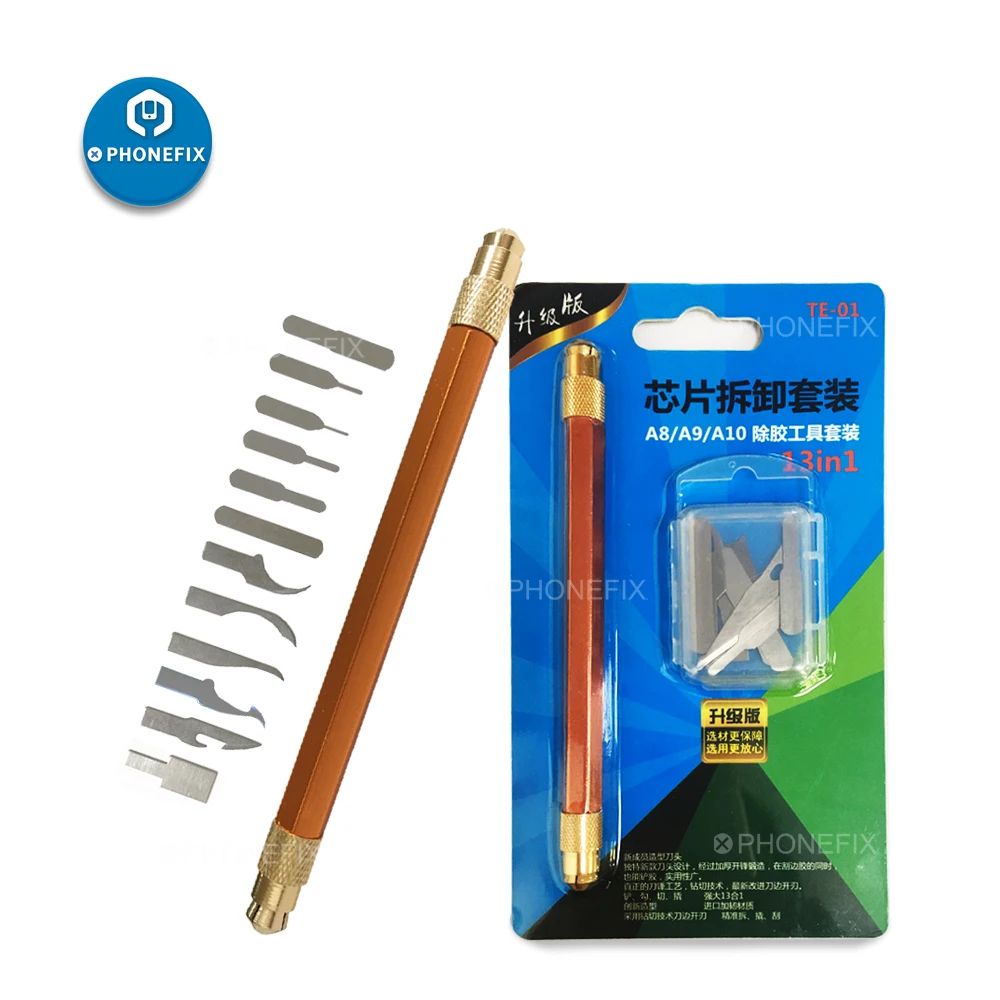 

PHONEFIX CPU NAND IC Chips Remover Graver Cleaning Scraper Blade Set Cutting Knife for Mobile Phone PCB Repair