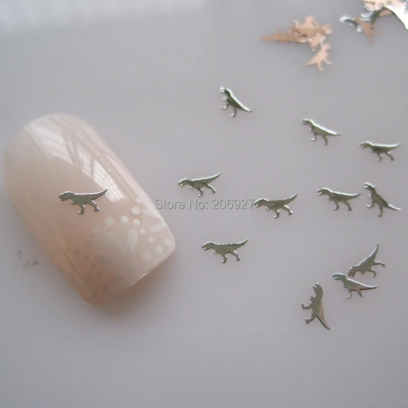 

MS273-1 100pcs Silver Cute Dinosaur Metal Sticker Nail Art Metal Sticker Nail Art Decoration Non-adhesive Sticker