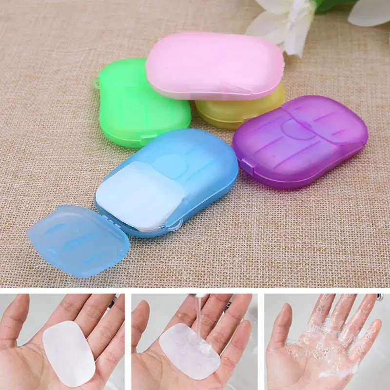 

100pcs/5box Outdoor Travel Soap Paper Washing Hand Clean Scented Slice Sheets Disposable Portable Mini Soap Paper Random Color