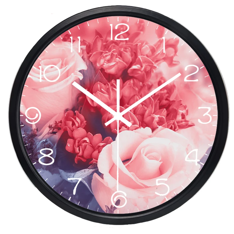5 Style HD Beautiful Flower Picture Wall Clock The New Home Decoration