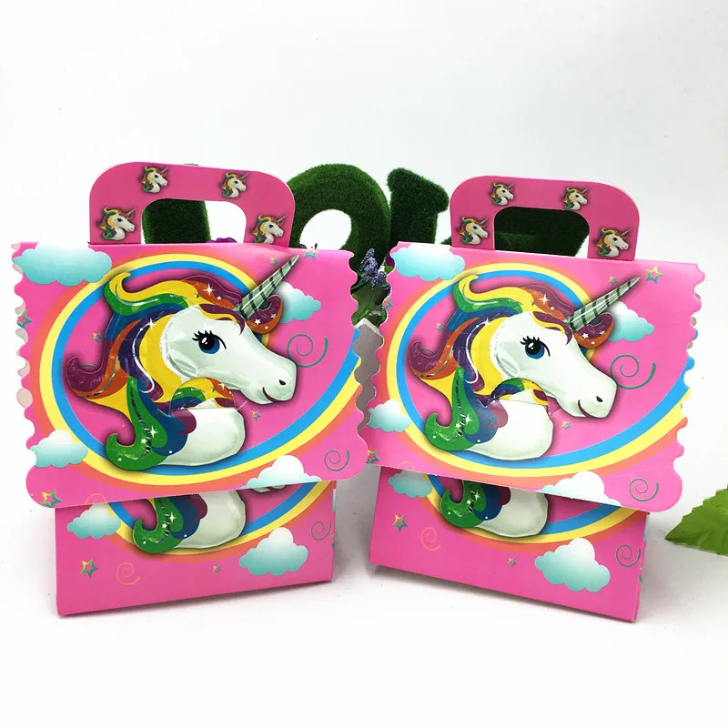 6PCS/LOT UNICORN CANDY BOXES BABY SHOWER UNICORN THEME CANDY CASE KIDS
