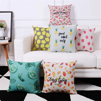 

Decorative Throw Pillow Case Cover Capa De Almofadas Plant Fruit Cushion Cover For Sofa Home Capa De Almofadas 45x45cm