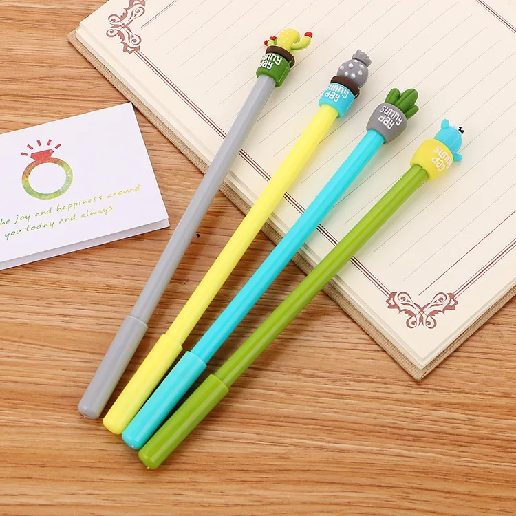 

80pcs Creative Stationery potted Cactus Neutral Pen lovely Cartoon Student Black full Needle Water Pen Office signature Pen