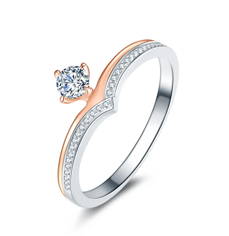 Бренд ZOCAI обручальное кольцо Настоящее сертифицированное бриллиантовое 0.15CT H/SI 18K Белое розовое золото(AU750) бриллиантовое кольцо гравировка W06622