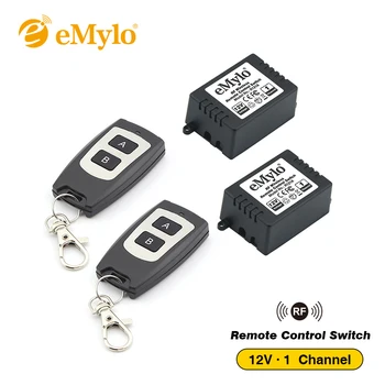 

eMylo DC 12V Smart Switch Wireless Switch RF Remote Control Light Switch 433Mhz Transmitter 2X 1 Channel Relay Momentary Switch