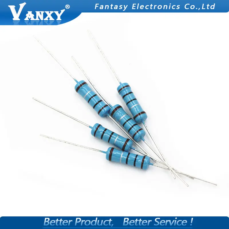 50pcs 1W Metal film resistor 1% 1R ~ 1M 2R 10R 22R 47R 100R 330R 1K 4.7K 10K 22K 47K 100K 330K  470K 1 2 10 22 47 100 330 ohm