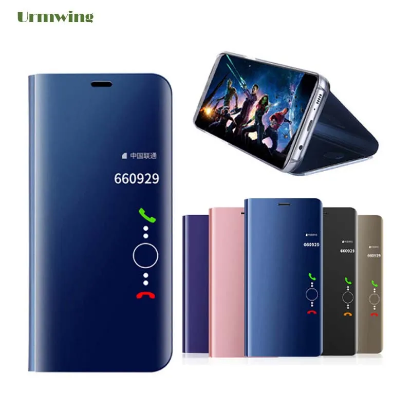 Умный флип чехол Urmwing Mirror View для Huawei P10Lite P8 P9Lite2017 P10 P10Plus Mate10 Mate9 прозрачный умный