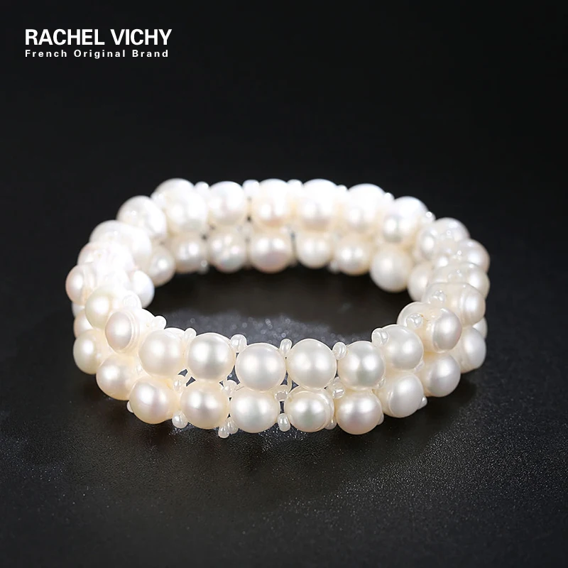 RACHEL VICHY модные аксессуары Пресноводный Жемчуг многослойные эластичные браслеты