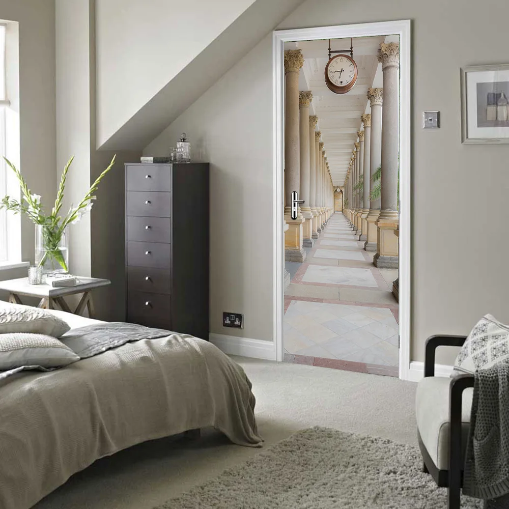 2 Pcs Set Castle Galeri Pintu Dinding Stiker DIY Mural Kamar Tidur