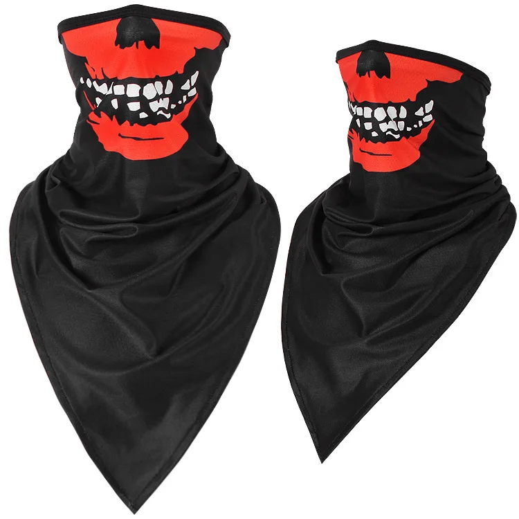 Треугольный шарф с черепом для женщин и мужчин, мотоциклетная ветрозащитная бандана, маска для лица, шарф, защита от пыли, Солнцезащитная УФ маска, шарфы для лыжного спорта - Цвет: H-18