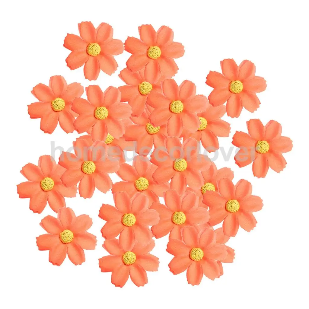 50pcs 4cm Silk Flower Daisies Flower Heads for Wedding/Car/Spring/Home/Garden Decoration Wreath DIY Floral Arts and Crafts