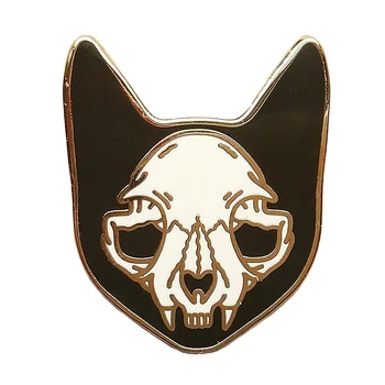 

Cat skull pin fun fantasy skeleton silhouette brooch punk witch fashion badge Halloween gorgeous jewelry