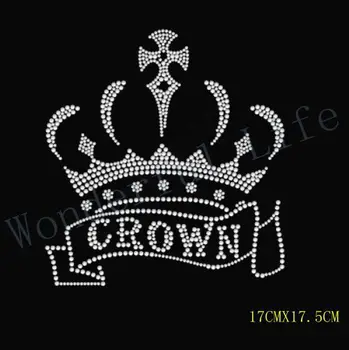 

Crown design rhinestones motif transfef Free shipping high quality hot fix rhinestones motif custom motif