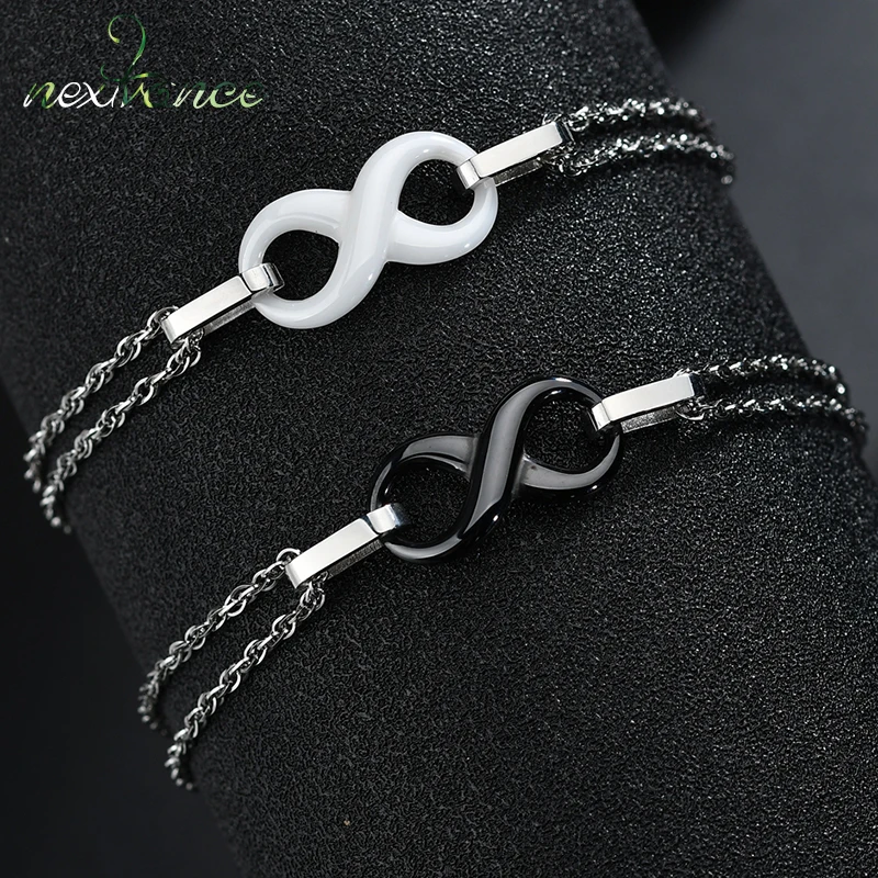 

Nextvance Infinity Double Layer Ceramic Bracelet Black Number 8 Link Chain Adjustable Bracelets for Couples Gift Bileklik