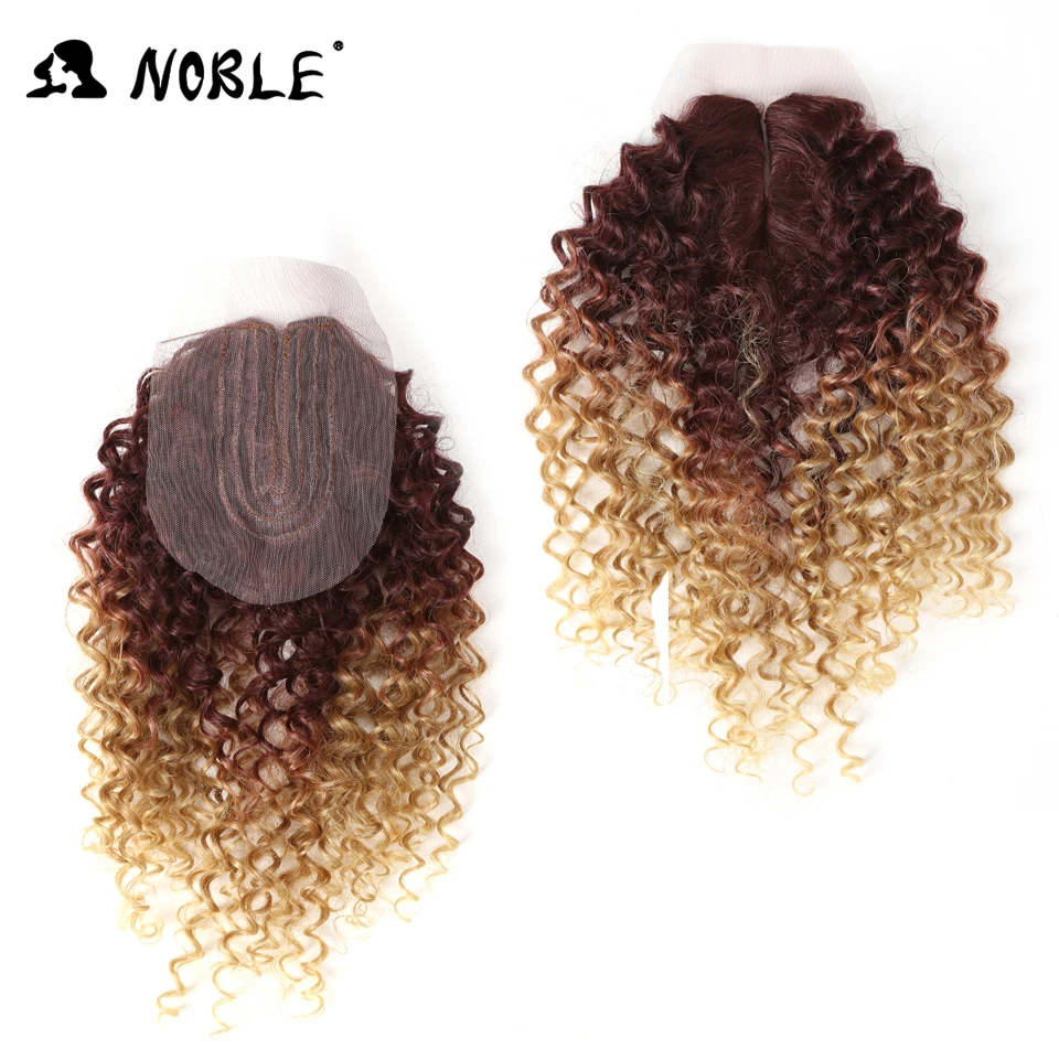 Noble Afro Kinky Curly Hair Weave 16-20 inch 7Pieces/lot Synthetic Hair Bundles With Closure Middle Part Lace Closure hair extensions