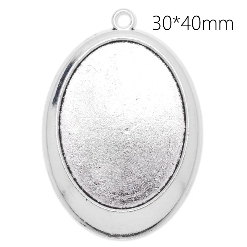 

37X54 mm Silver Oval Cameo Cabochon Bezel Base Setting Pendants, Blank Pendant Trays,metal blanks for jewelry, 20pcs-C3823