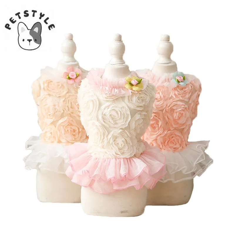 

Lace Puppy Dog Princess Floral Decorate Skirt Tutu Dress Pet Summer Dog Clothes Dog Dresses For Chihuahua New Arrival PETSTYLE