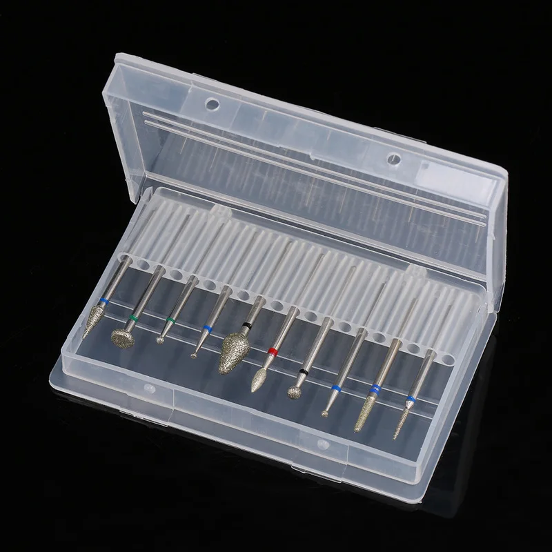 

10 Pcs gel nails drill bit Diamond Grinding Head Nail frez diamentowy Metal 2.35mm Shank Manicure Machine Accessories Beauty