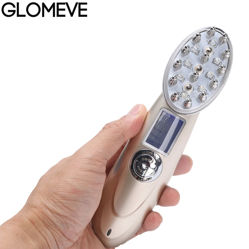 Glomeve Anti-Hair Loss Comb RF EMS Nurse LED Photon Laser Stimulate Hair Regrowth Brush Head Scalp Repair Hair Massager