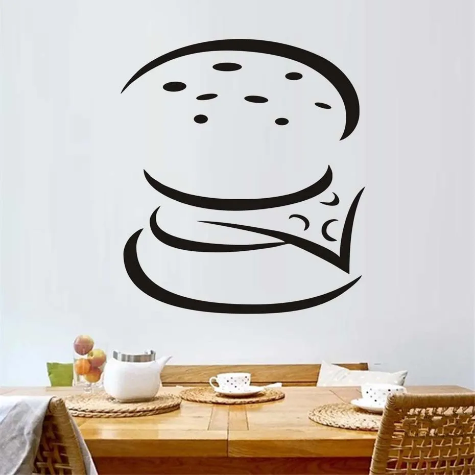 Diy Simple Stencil Hollow Out Burger Kitchen Wall Stickers Home Decor Vinyl Art Mural Decal Restaurant Self Adhesive Removable