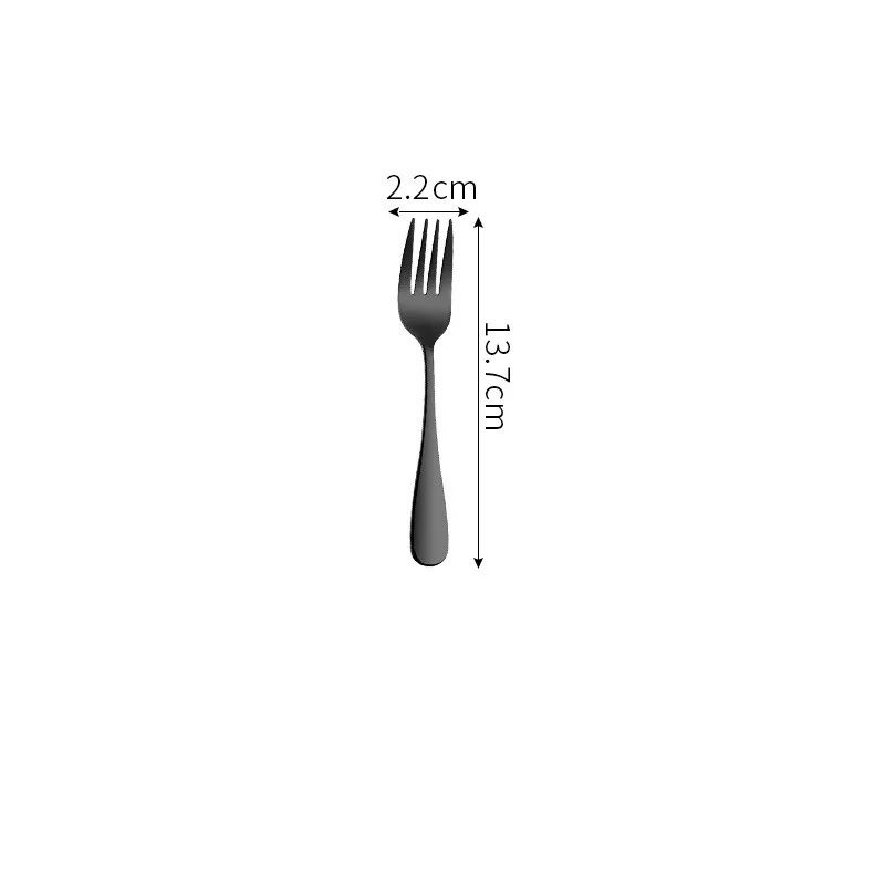 Стальной черный набор столовых приборов, вилки для рыбы, ножи, суповые ложки, палочки для еды, нож для масла, десертная ложка, вилка для торта, чайная ложка, набор посуды - Цвет: tea fork