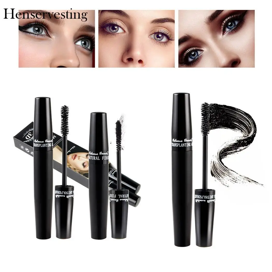 

2 PCS/Set Black 3D Fiber Mascara Liquid Longer Thicker Soft Lasting Curling Fashion Attractive Eye Anti Smudge Mascara