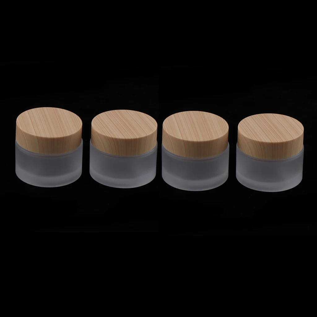 4Pcs Empty Glass Face Cream Jars, Refillable Containers, Round Lotion Pots w/ Screw Lids, 20g Cosmetics Samples Bottles
