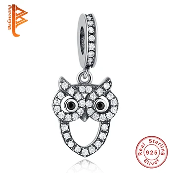 

Vintage 925 Sterling Silver Wise Owl Pendant Charm With Clear CZ Fit Original BW Bracelet Necklace Authentic DIY Jewelry