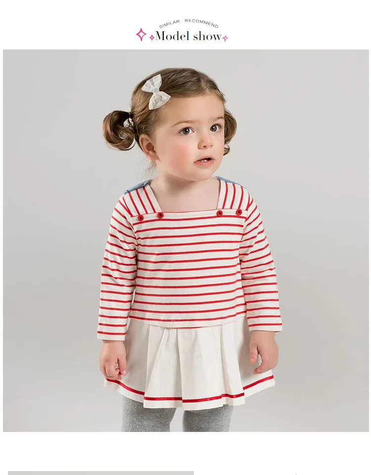 DB9931 dave bella/весенние платья в полоску для малышей платье лолиты для девочек детское платье высокого качества с длинными рукавами