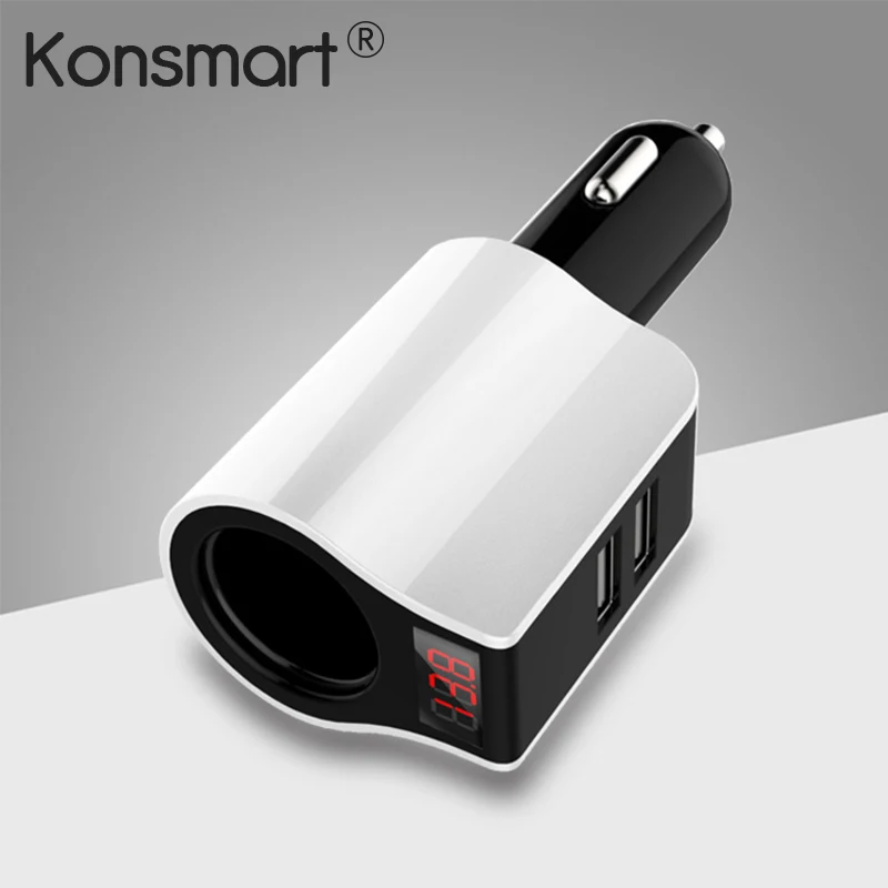 Универсальное автомобильное зарядное устройство KONSMART с двумя USB портами для iPhone X