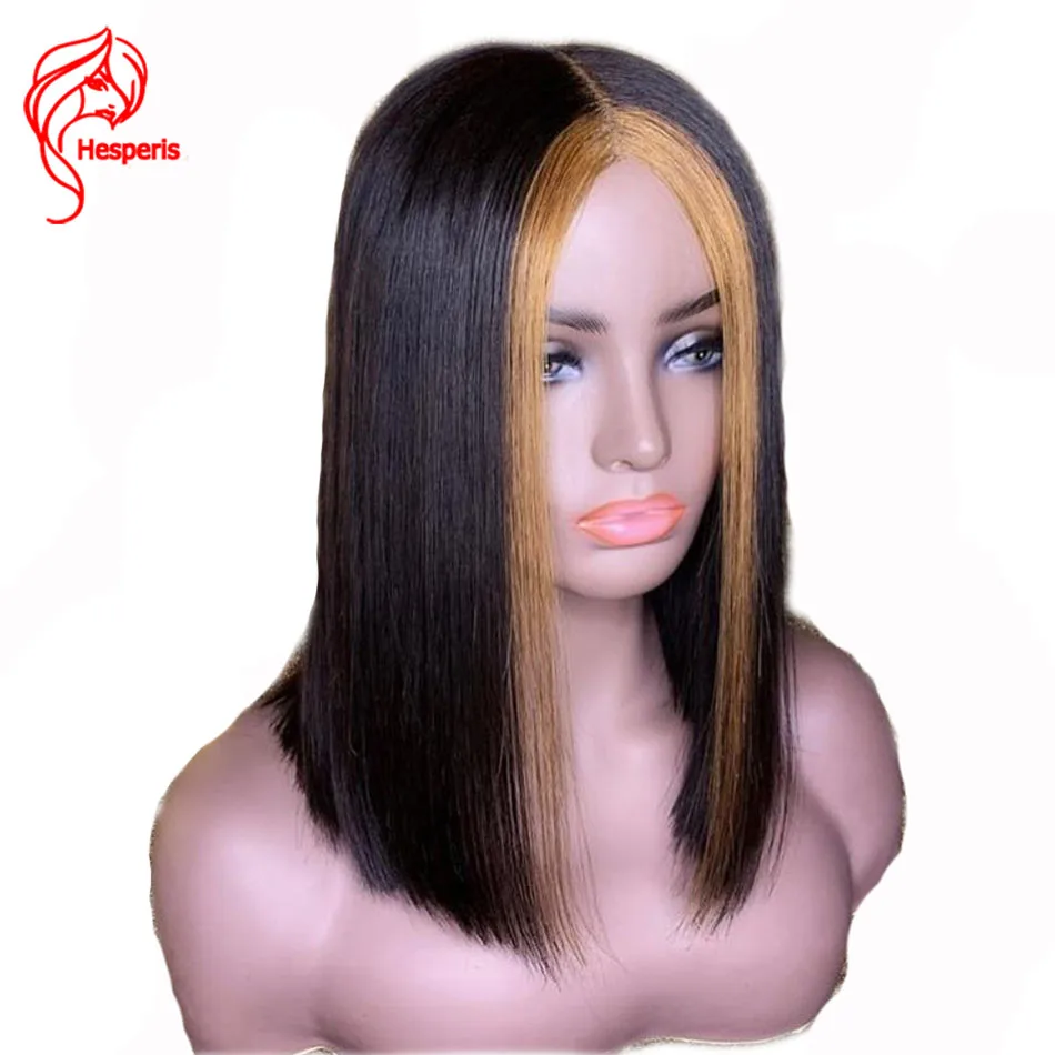 Hesperis Боб человеческих волос парики Hightlight бразильские волосы Remy 13x6 фронтальные парики шнурка короткий парик для волос