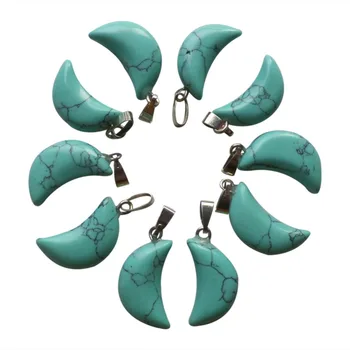 

(10 pieces/lot) Wholesale Natural Blue Turquoises Moon Pendant Bead 18x8x5mm Free Shipping Fashion Jewelry ZY11010