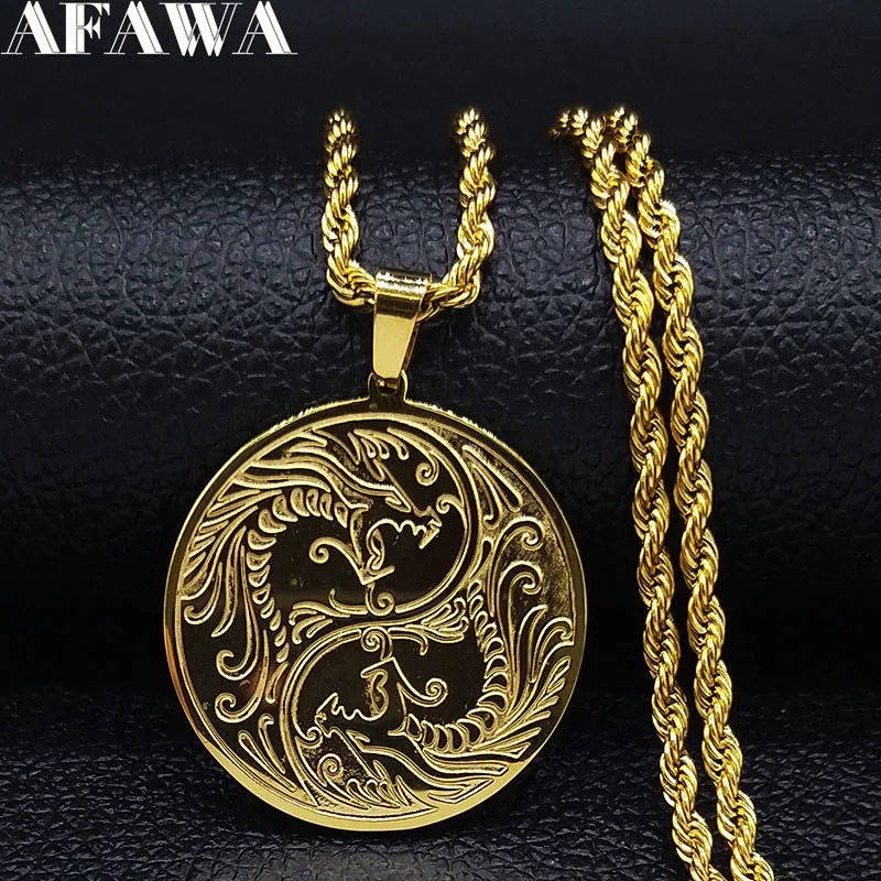 

2019 Dragon Stainless Steel Chain Necklace for Men Gold Color Necklaces Pendants Jewelry acero inoxidable joyeria mujer N19188